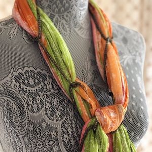 Handmade scarves with up cycled jwellery